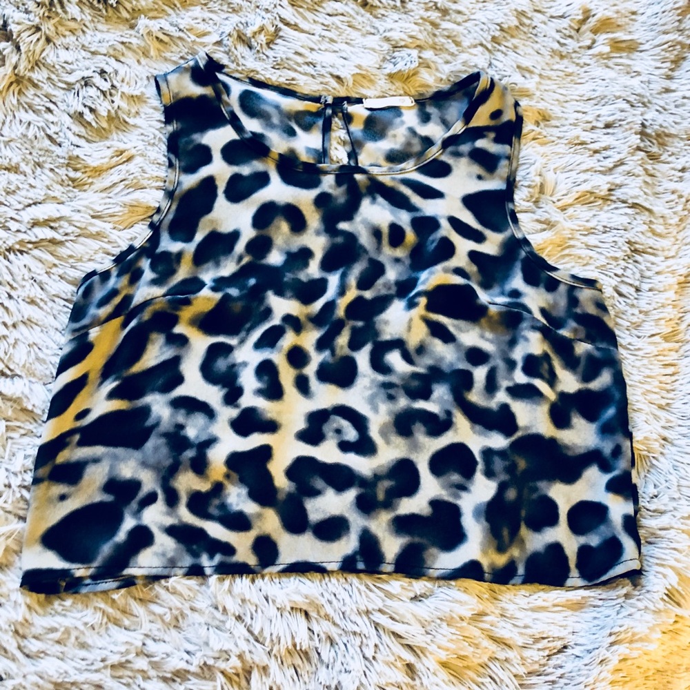Soprano Chiffon Abstract cheetah print crop top